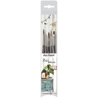 da Vinci Artist Signature Collection by Frau Von Bommel, Boho Watercolor Brushes, Assorted, 5 Brush Set