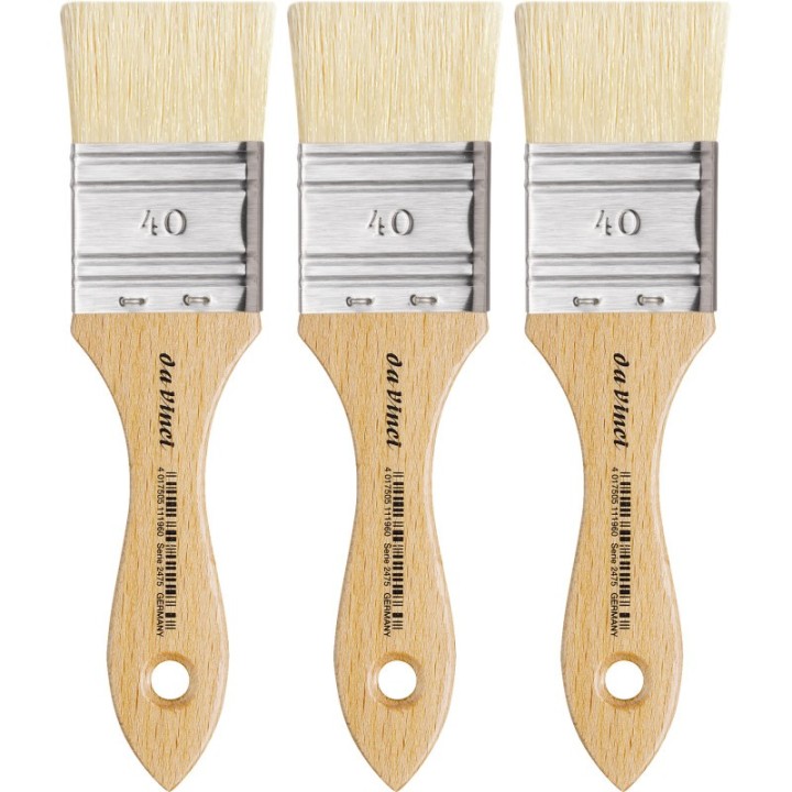 da Vinci MAESTRO2 Mottler Brush, Natural Bristle, Acrylic & Oil, Flat, Series 2475, Size 40, Pack of 3