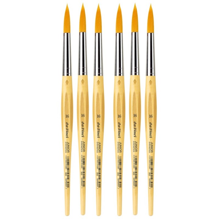 da Vinci JUNIOR Synthetics Student Brush, Synthetic, Tempera, Round, Series 303, Size 1, Pack of 6