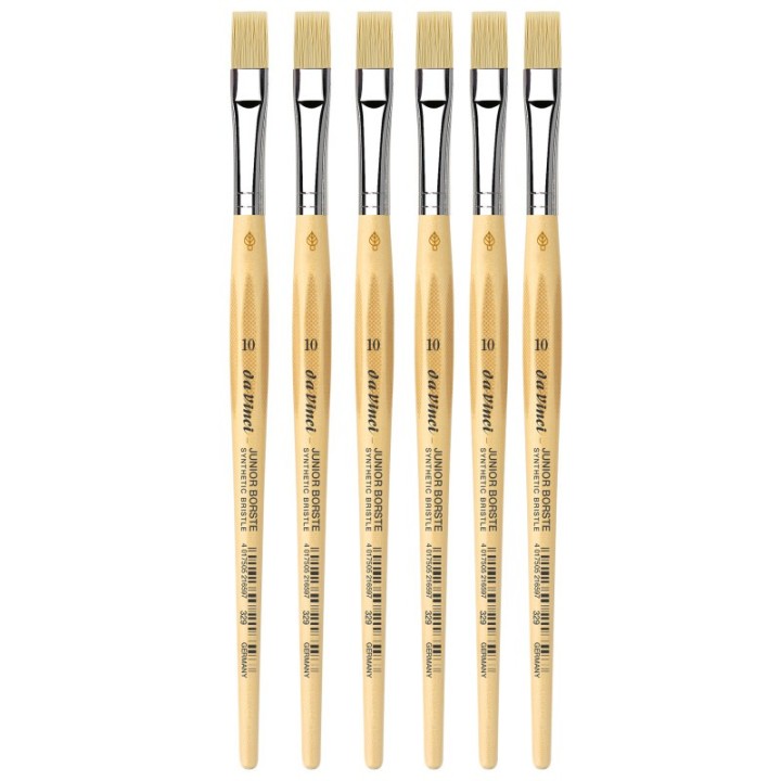 da Vinci JUNIOR BORSTE Synthetic Student Brush, Synthetic, Tempera, Flat, Series 329, Size 10, Pack of 6