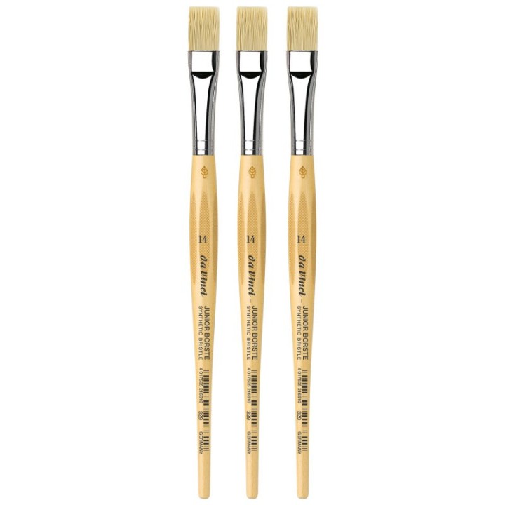 da Vinci JUNIOR BORSTE Synthetic Student Brush, Synthetic, Tempera, Flat, Series 329, Size 14, Pack of 3