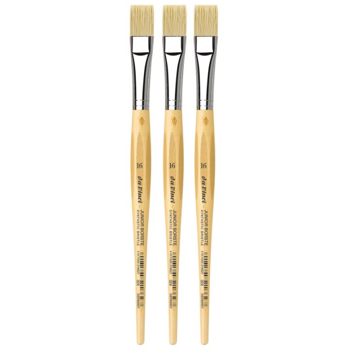 da Vinci JUNIOR BORSTE Synthetic Student Brush, Synthetic, Tempera, Flat, Series 329, Size 16, Pack of 3