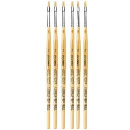 da Vinci JUNIOR BORSTE Synthetic Student Brush, Synthetic, Tempera, Flat, Series 329, Size 2, Pack of 6