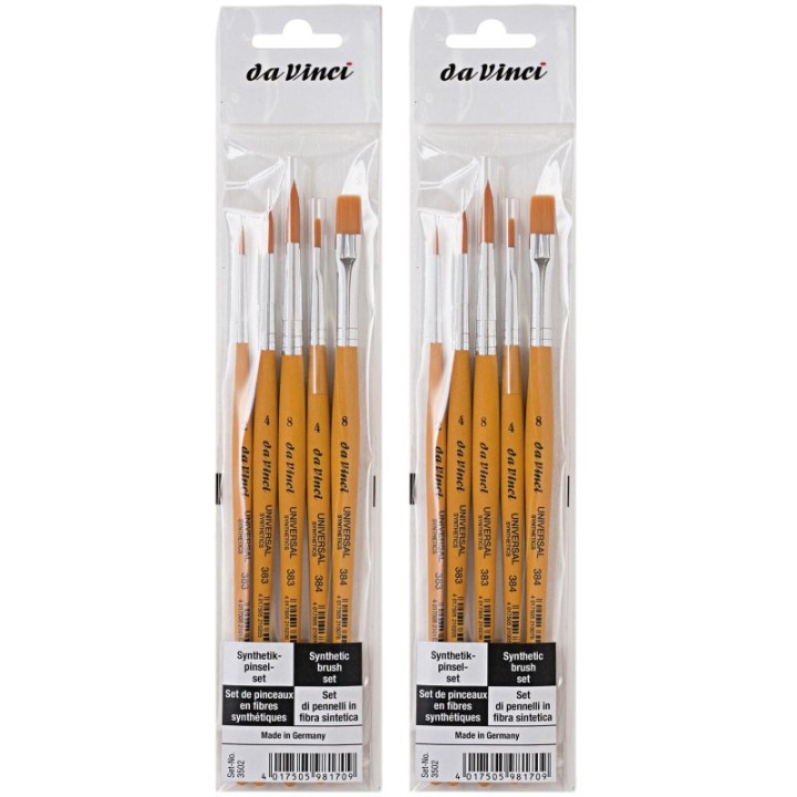da Vinci UNIVERSAL School Brushes, Synthetic, All Paint Types, Assorted, 5 Per Set, 2 Sets