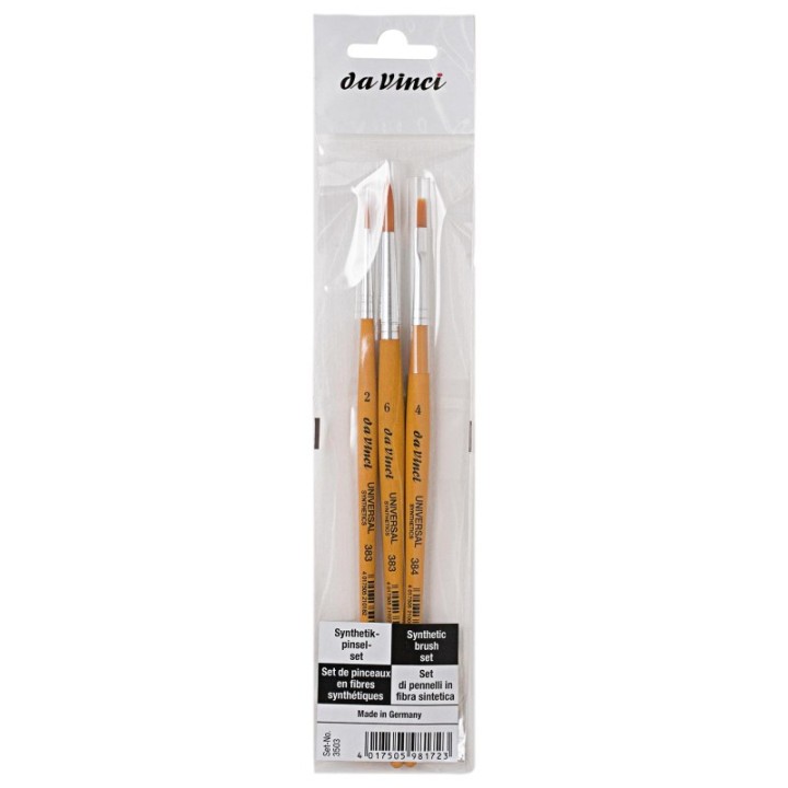 da Vinci UNIVERSAL School Brushes, Synthetic, All Paint Types, Assorted, 3 Brush Set