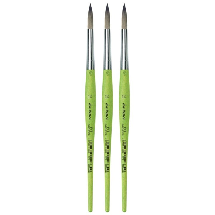 da Vinci FIT Synthetics Student Brush, Synthetic, Acrylic & Tempera, Round, Series 373, Size 12, Pack of 3