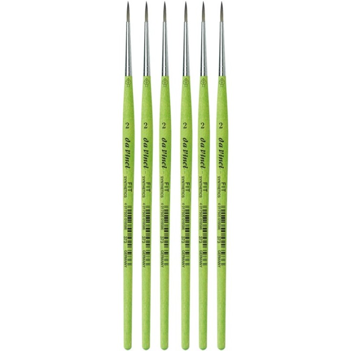 da Vinci FIT Synthetics Student Brush, Synthetic, Acrylic & Tempera, Round, Series 373, Size 2, Pack of 6