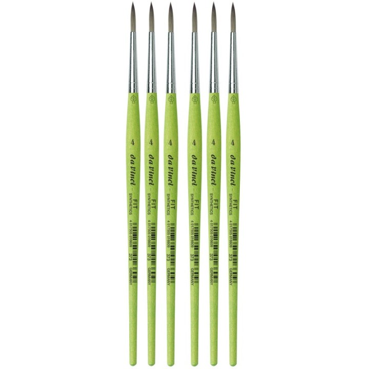 da Vinci FIT Synthetics Student Brush, Synthetic, Acrylic & Tempera, Round, Series 373, Size 4, Pack of 6