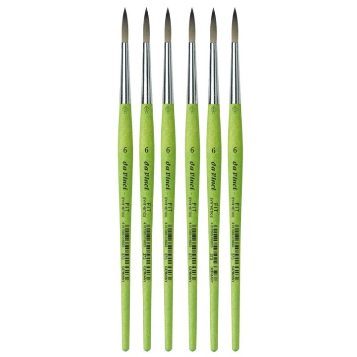 da Vinci FIT Synthetics Student Brush, Synthetic, Acrylic & Tempera, Round, Series 373, Size 6, Pack of 6