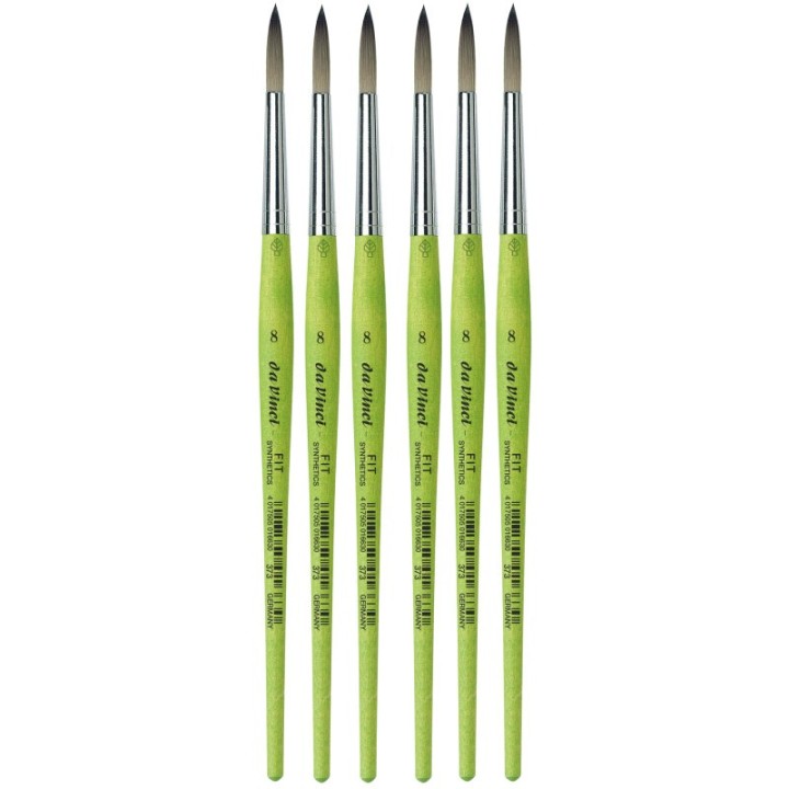 da Vinci FIT Synthetics Student Brush, Synthetic, Acrylic & Tempera, Round, Series 373, Size 8, Pack of 6