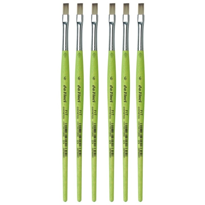 da Vinci FIT Synthetics Student Brush, Synthetic, Acrylic & Tempera, Flat, Series 374, Size 6, Pack of 6