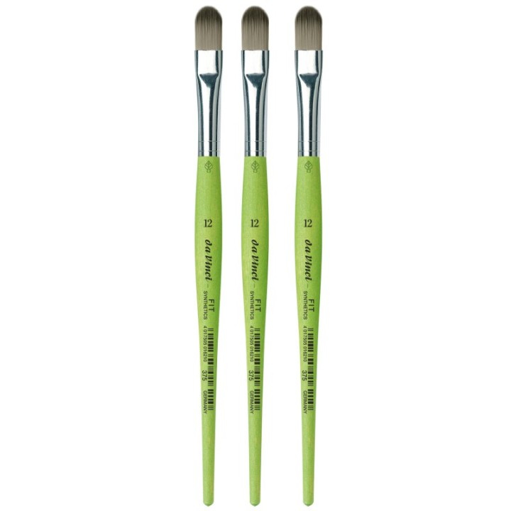 da Vinci FIT Synthetics Student Brush, Synthetic, Acrylic & Tempera, Filbert, Series 375, Size 12, Pack of 3