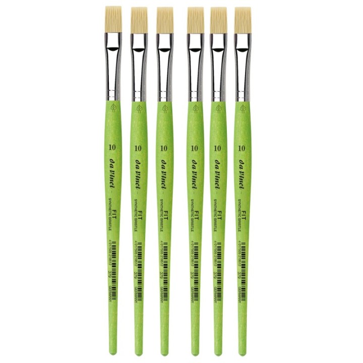 da Vinci FIT Synthetics Student Brush, Synthetic, Acrylic & Oil, Flat, Series 379, Size 10, Pack of 6