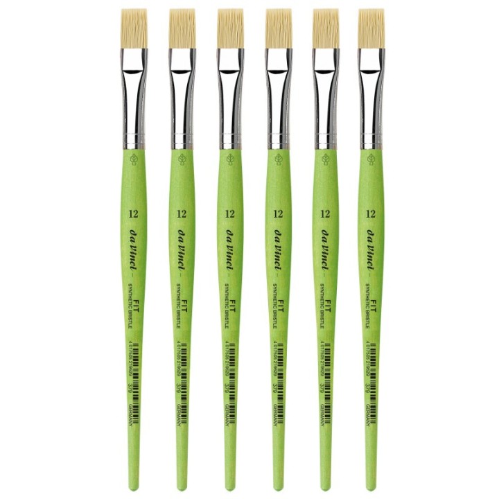 da Vinci FIT Synthetics Student Brush, Synthetic, Acrylic & Oil, Flat, Series 379, Size 12, Pack of 6