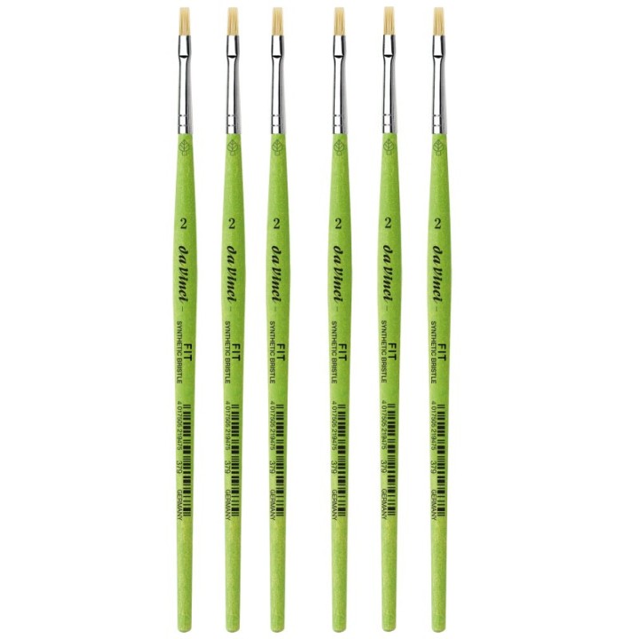 da Vinci FIT Synthetics Student Brush, Synthetic, Acrylic & Oil, Flat, Series 379, Size 2, Pack of 6