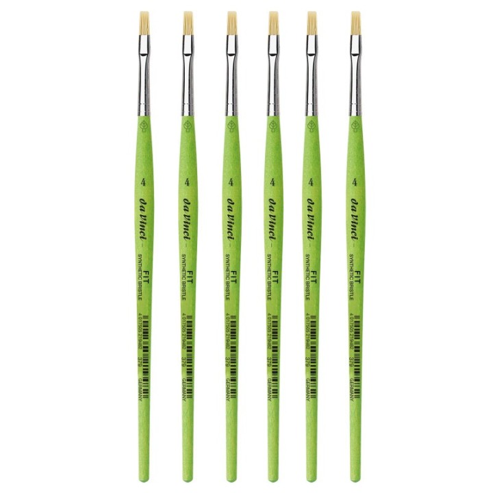 da Vinci FIT Synthetics Student Brush, Synthetic, Acrylic & Oil, Flat, Series 379, Size 4, Pack of 6
