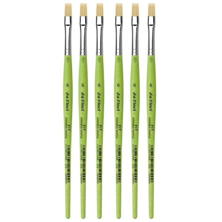 da Vinci FIT Synthetics Student Brush, Synthetic, Acrylic & Oil, Flat, Series 379, Size 6, Pack of 6