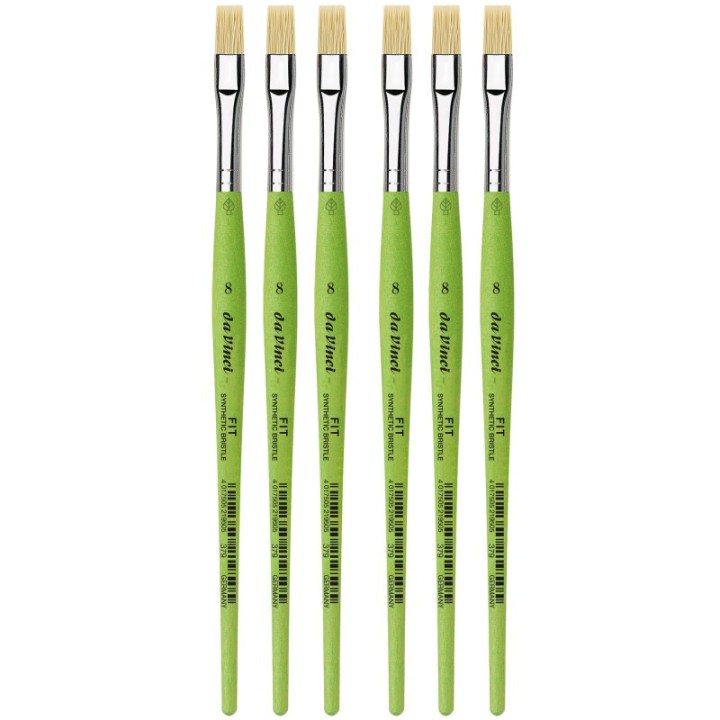 da Vinci FIT Synthetics Student Brush, Synthetic, Acrylic & Oil, Flat, Series 379, Size 8, Pack of 6