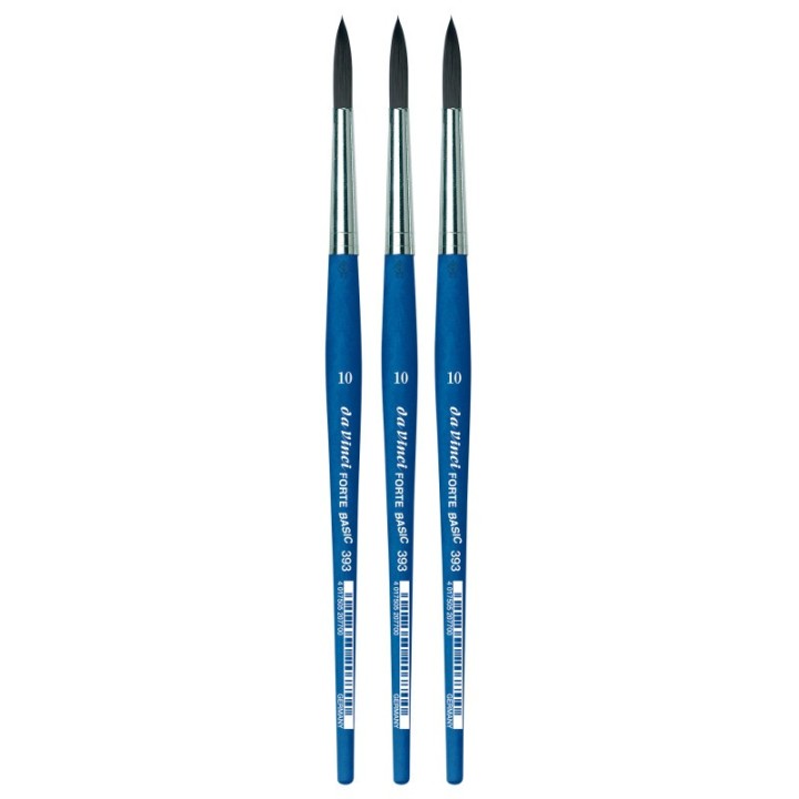 da Vinci FORTE BASIC Student Brush, Synthetic, Acrylic, Round, Series 393, Size 10, Pack of 3