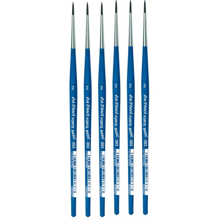da Vinci FORTE BASIC Student Brush, Synthetic, Acrylic, Round, Series 393, Size 2, Pack of 6