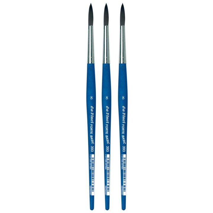 da Vinci FORTE BASIC Student Brush, Synthetic, Acrylic, Round, Series 393, Size 8, Pack of 3