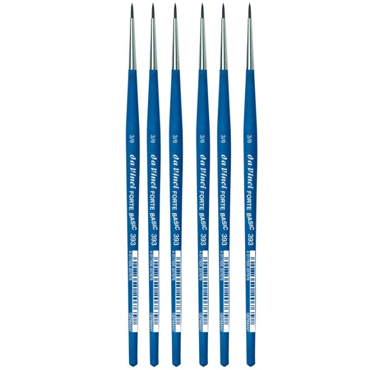 da Vinci FORTE BASIC Student Brush, Synthetic, Acrylic, Round, Series 393, Size -3, Pack of 6