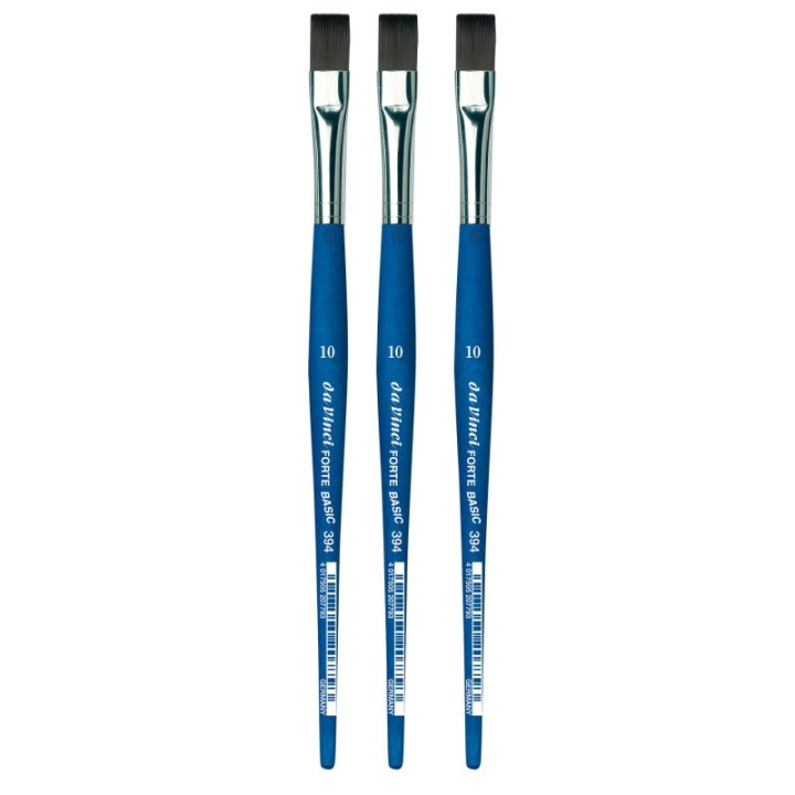 da Vinci FORTE BASIC Student Brush, Synthetic, Acrylic, Flat, Series 394, Size 10, Pack of 3