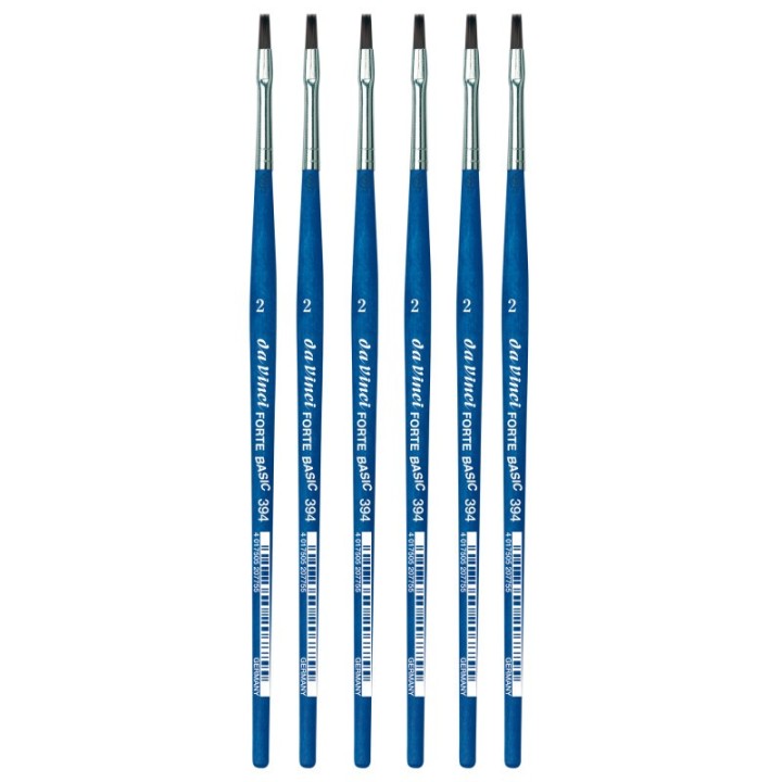da Vinci FORTE BASIC Student Brush, Synthetic, Acrylic, Flat, Series 394, Size 2, Pack of 6