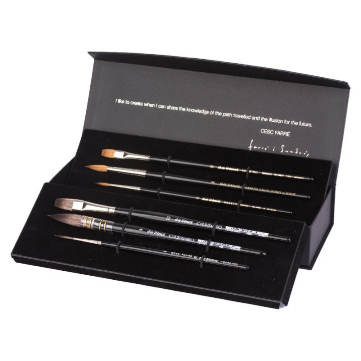 da Vinci Artist Signature Collection by Cesc Farré, Watercolor Brushes, Assorted, 6 Brush Set in Gift Box