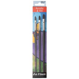 da Vinci Artist Signature Collection by Evan Woodruffe, Acrylic Brushes, Assorted, 3 Brush Set