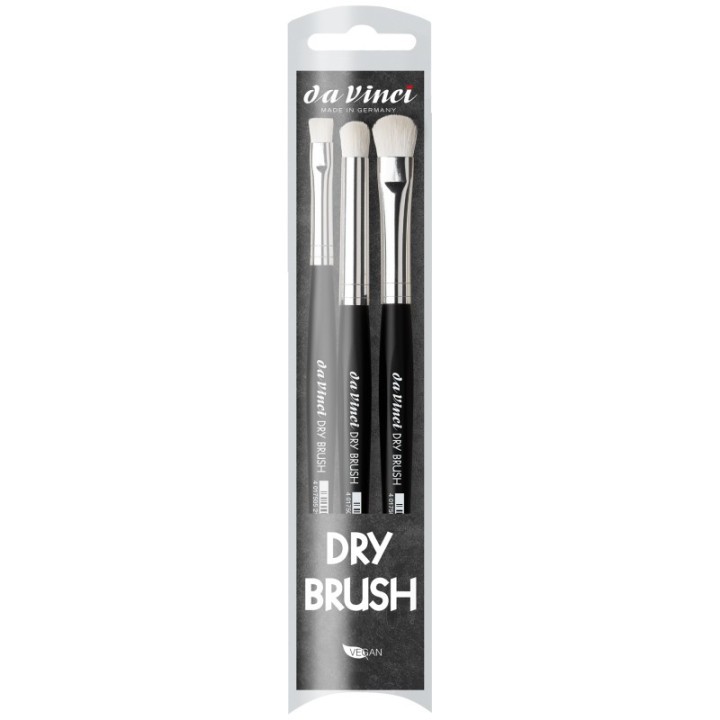 da Vinci DRY BURSH Miniature Painting Brushes, Synthetic, All Paint Types, Assorted, 3 Brush Set