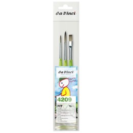 da Vinci FIT Synthetics Student & Hobby Brushes, Synthetic, Acrylic & Tempera, Assorted, 3 Brush Set