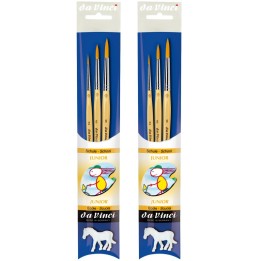da Vinci JUNIOR Synthetics Student Brushes, Synthetic, Acrylic & Tempera, Round, Series 303, Assorted Sizes, 3 Per Set, 2 Sets
