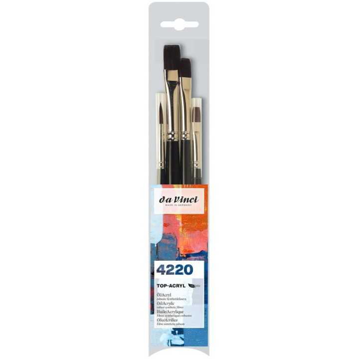 da Vinci TOP-ACRYL Red-Brown Brushes, Synthetic, Oil & Acrylic, 4 Brush Set