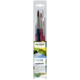 da Vinci COSMOTOP Assorted Brushes, Synthetic, Watercolor, MIX and SPIN, 4 Brush Set
