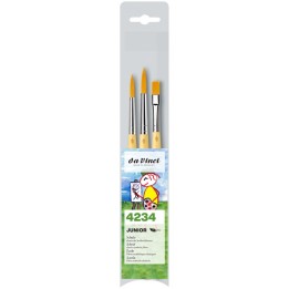 da Vinci JUNIOR Synthetics Student Brushes, Synthetic, Acrylic & Tempera, Assorted, 3 Brush Set