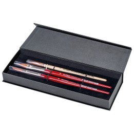 da Vinci COSMOTOP-SPIN Watercolor Brushes, Synthetic, Assorted, 3 Brush Set in Gift Box with Magnetic Close