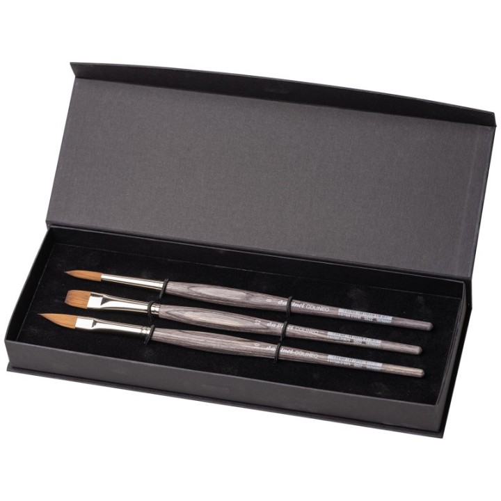 da Vinci COLINEO Synthetic Red Sable, Watercolor, 3 Brush Set in Gift Box with Magnetic Snap