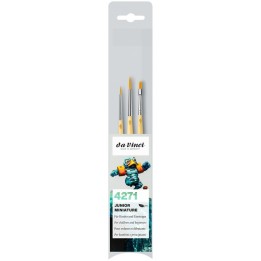 da Vinci JUNIOR Synthetics Miniature Brushes, Synthetic, Acrylic & Tempera, Assorted, 3 Brush Set