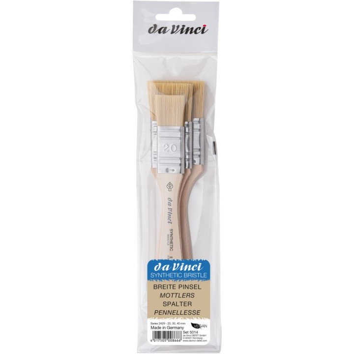 da Vinci SYNTHETIC Mottler Brush, Natural Hog, Acrylic & Oil, Flat, Series 2429, 3 Brush Set