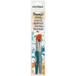 da Vinci PRIMO Preschool Brushes, Synthetics, Tempera, Blue Handles, Assorted Sizes, 2 Brush Set