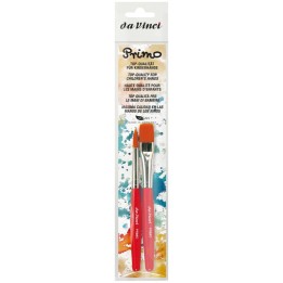 da Vinci PRIMO Preschool Brushes, Synthetics, Tempera, Red Handles, Assorted Sizes, 2 Brush Set