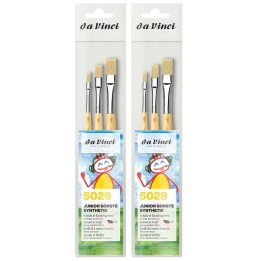 da Vinci JUNIOR BORSTE Synthetic Student Brush, Synthetic, Acrylic, Flat, Series 329, Assorted Sizes, 3 Per Set, 2 Sets