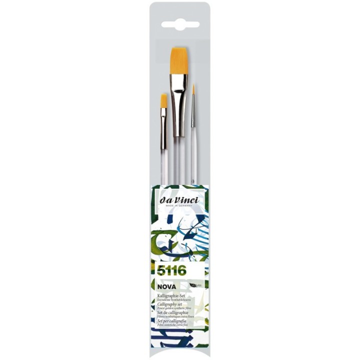 da Vinci NOVA Lettering & Calligraphy Brushes, Synthetic, All Paint Types, Assorted, 3 Brush Set