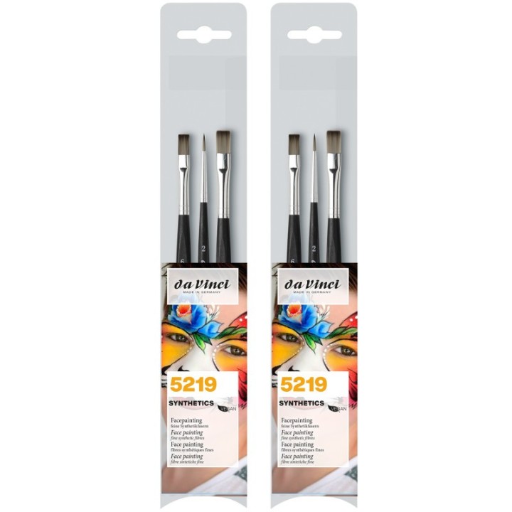 da Vinci SYNTHETICS Facepainting Brushes, Acrylic & Tempera, Assorted, 3 Per Set, 2 Sets