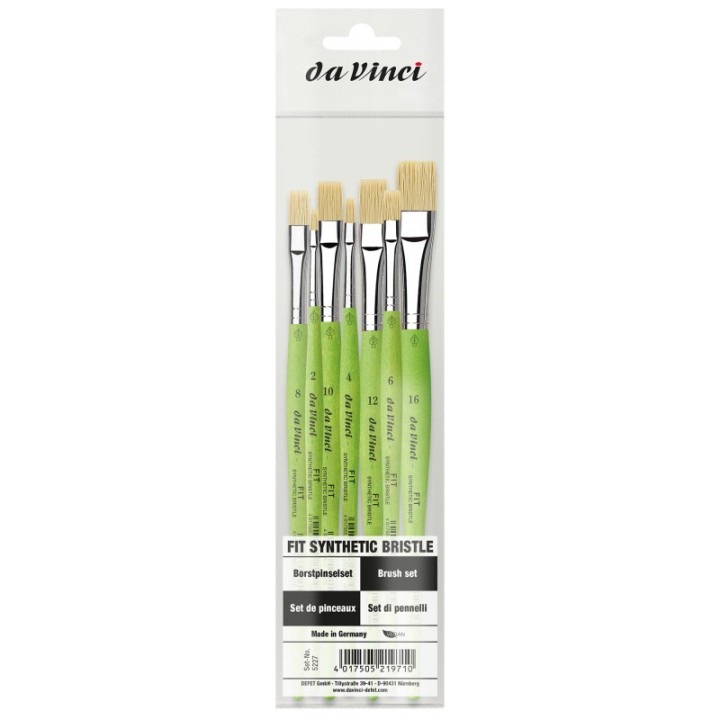 da Vinci FIT Synthetics Student Brushes, Synthetic, Acrylic & Oil, Flat, Series 379, 7 Brush Set