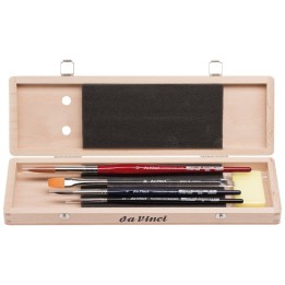 da Vinci Watercolor Brush Set, Watercolor, Assorted, 4 Brush Set in Wooden Box with Soap