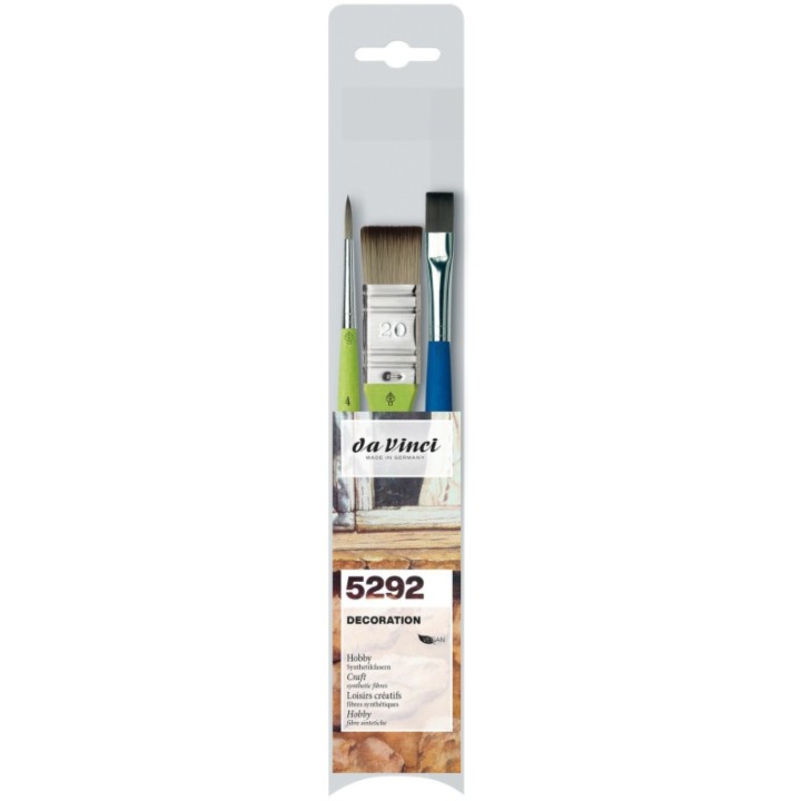 da Vinci FIT Synthetics & FORTE Basic Hobby Brushes, Synthetic, Acrylic, Assorted, 3 Brush Set