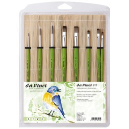 da Vinci FIT Synthetics Student Brush, Synthetic, Tempera, Assorted, 8 Brush Set in Bamboo Mat