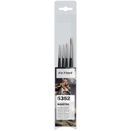 da Vinci MAESTRO Miniature Brushes, Natural Kolinsky Red Sable, Acrylic, Needle Tip, Assorted, 4 Brush Set